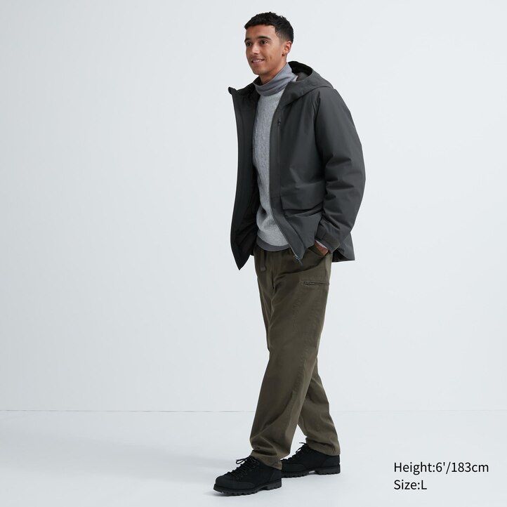 pantaloni caldi foderati uniqlo heattech da uomo neri