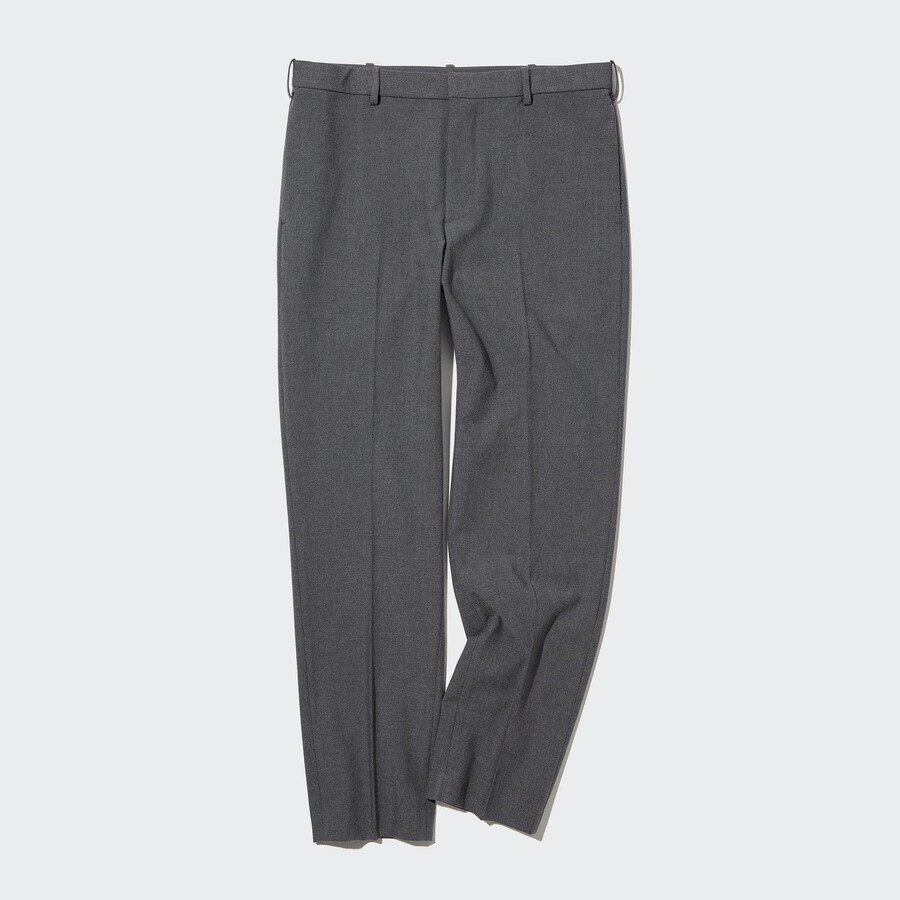 pantaloni da uomo uniqlo smart wool like alla caviglia grigi