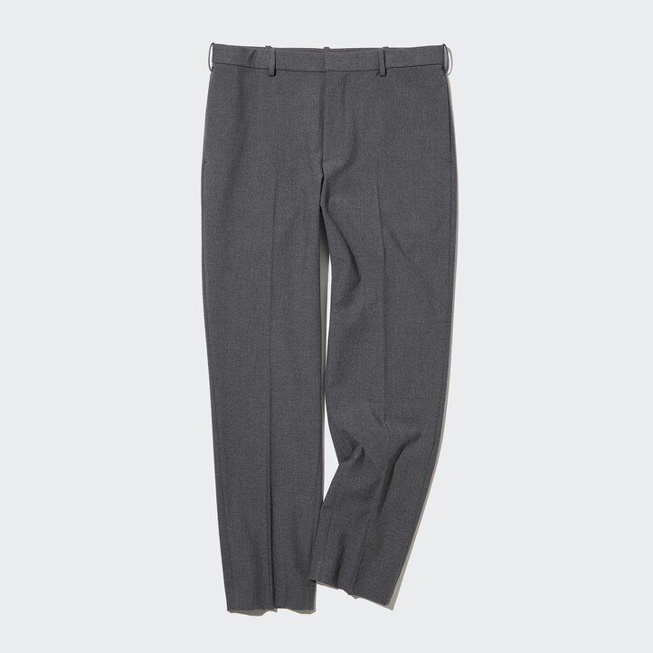 pantaloni da uomo uniqlo smart wool like alla caviglia grigi