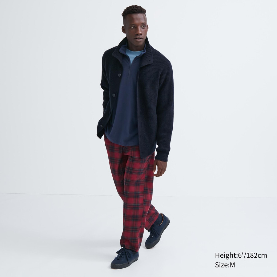 pantaloni uniqlo flannel easy patterned da uomo lunghezza alla caviglia rossi