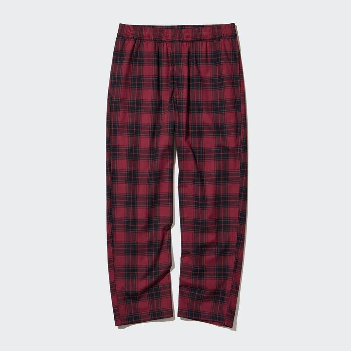 pantaloni uniqlo flannel easy patterned da uomo lunghezza alla caviglia rossi