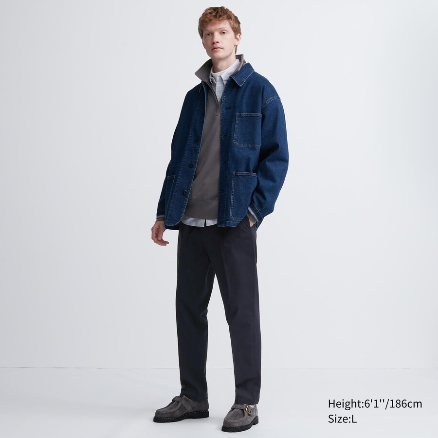 pantaloni uniqlo smart cotton da uomo lunghezza alla caviglia colore blu navy