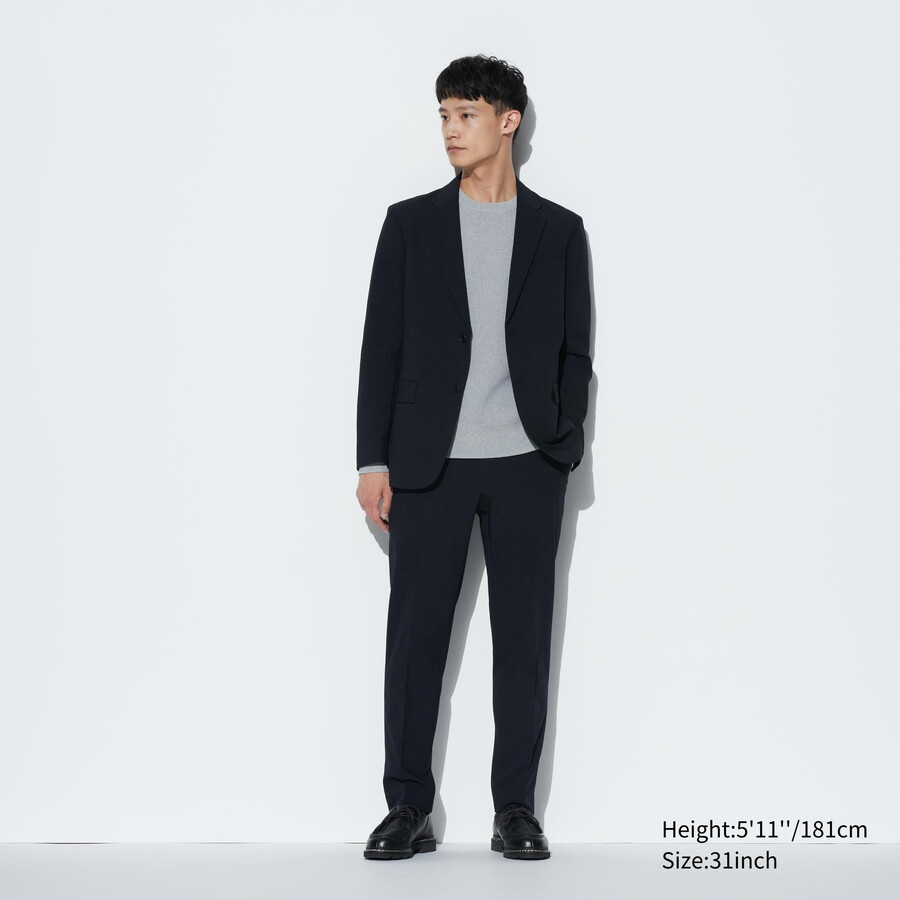 pantaloni uniqlo airsense ultra light wool look da uomo blu navy