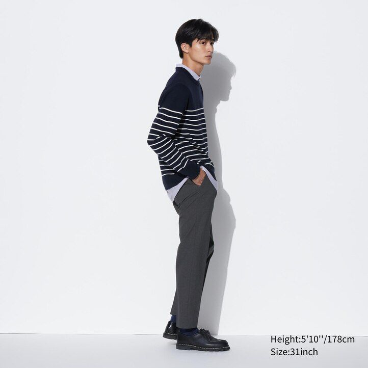 pantaloni uniqlo airsense ultra light wool look da uomo blu navy