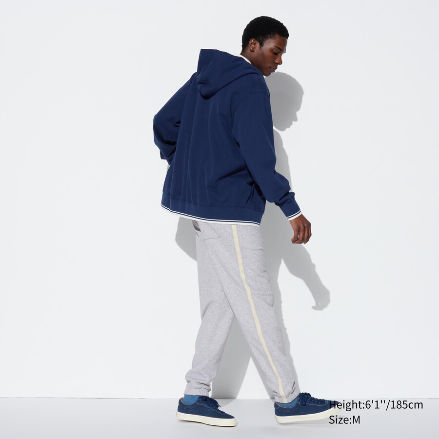 pantaloni da uomo uniqlo side stripe grigi