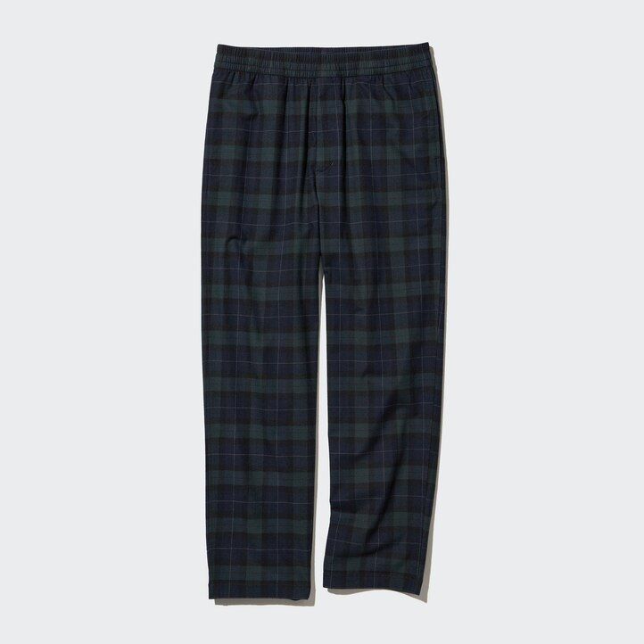 pantaloni da uomo uniqlo flannel easy patterned alla caviglia verde scuro