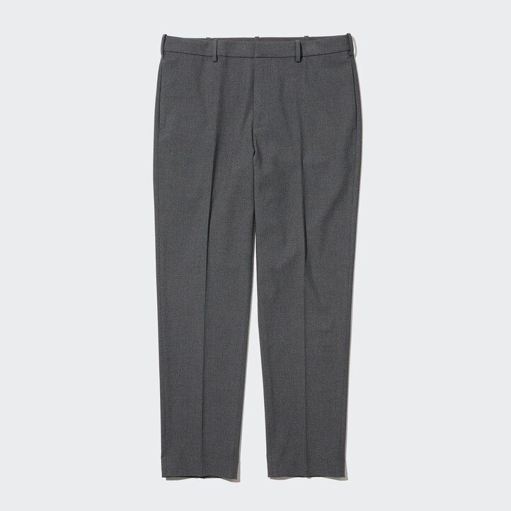 pantaloni uniqlo smart woollike da uomo grigi alla caviglia