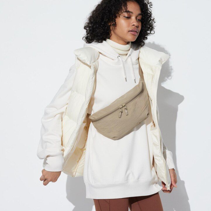 borsa a tracolla in nylon uniqlo da donna beige