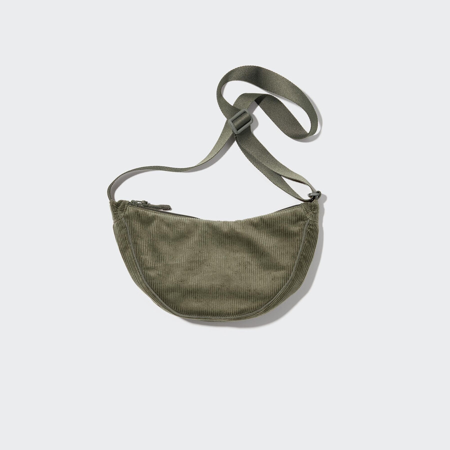borsa a tracolla rotonda uniqlo olive in velluto a coste da donna