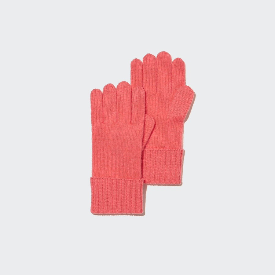 guanti e borse in maglia uniqlo 100pctshmere rosa da donna
