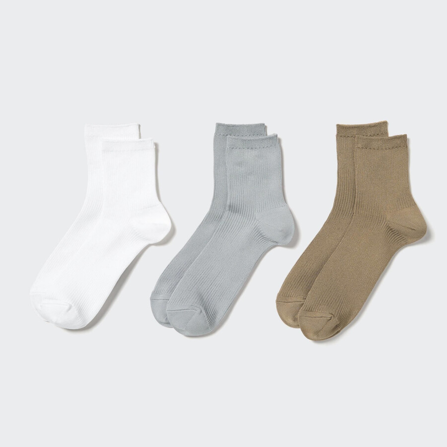 uniqlo crew ribbed - tre paia di calzini da donna bianchi