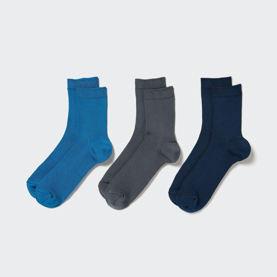 uniqlo calzini a coste da donna tre paia blu