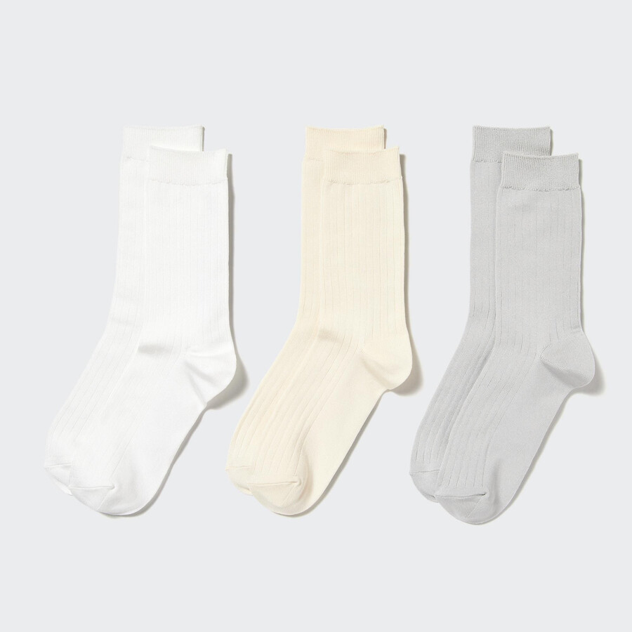calzini bianchi a coste uniqlo da donna tre paia