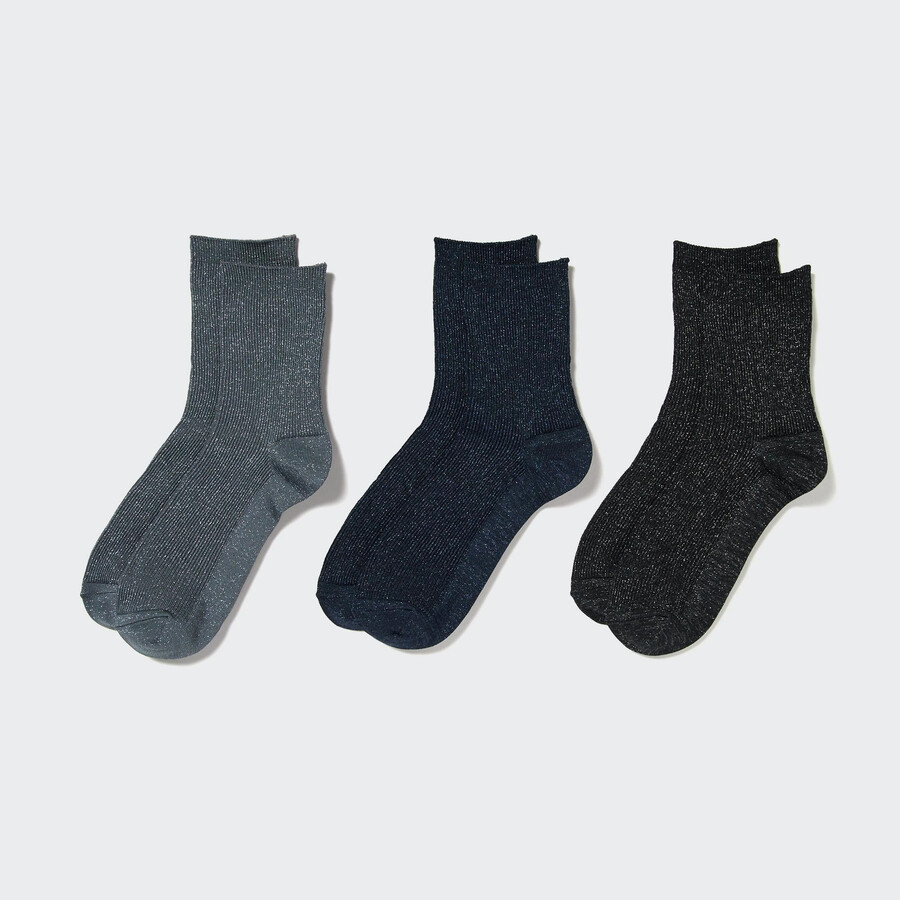 calzini uniqlo glitter da donna tre paia grigio scuro