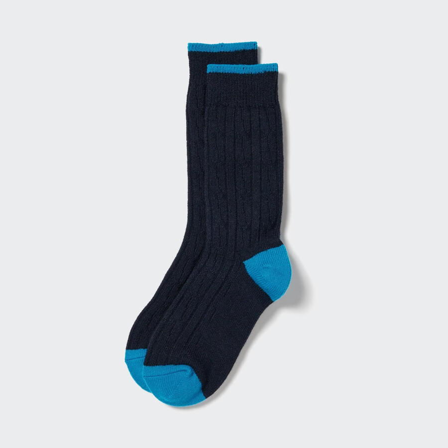 calzini termici in maglia uniqlo heattechble da donna blu navy