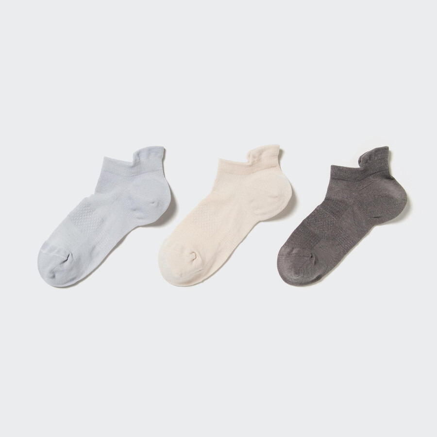 calzini uniqlo sports da donna tre paia grigio chiaro