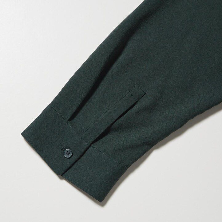 blusa da donna uniqlo in rayon bianco con colletto alla coreana e maniche 34