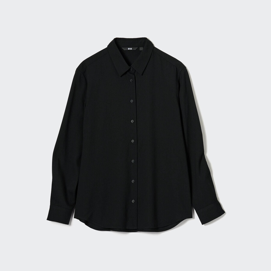 blusa con maniche in rayon uniqlo da donna nera