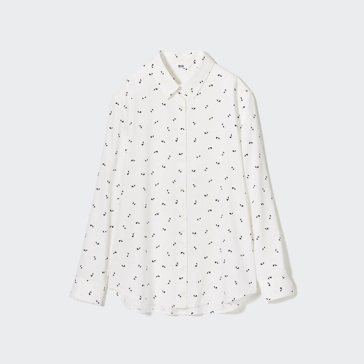 blusa bianca con maniche stampate in rayon uniqlo da donna