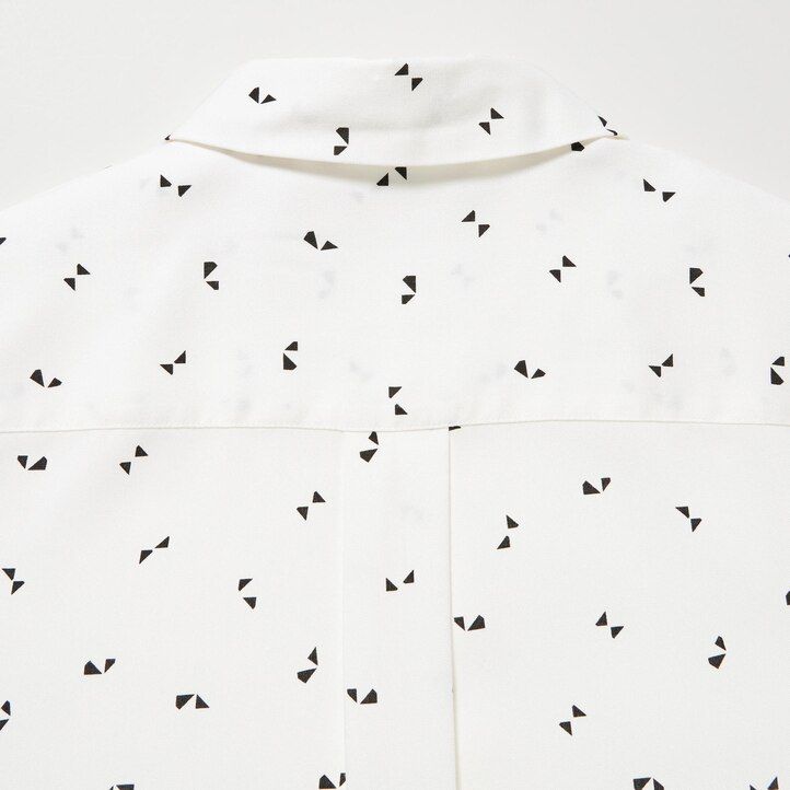 blusa bianca con maniche stampate in rayon uniqlo da donna