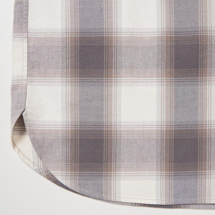 blusa a maniche corte a quadri uniqlo soft brushed da donna grigia
