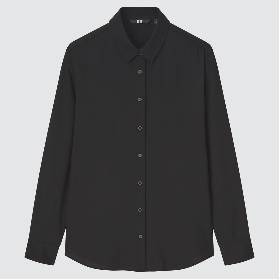blusa con maniche in rayon uniqlo da donna nera
