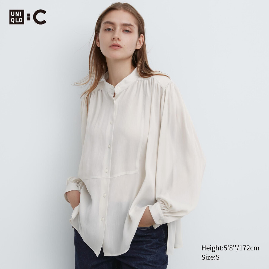 blusa uniqlo volume da donna bianca