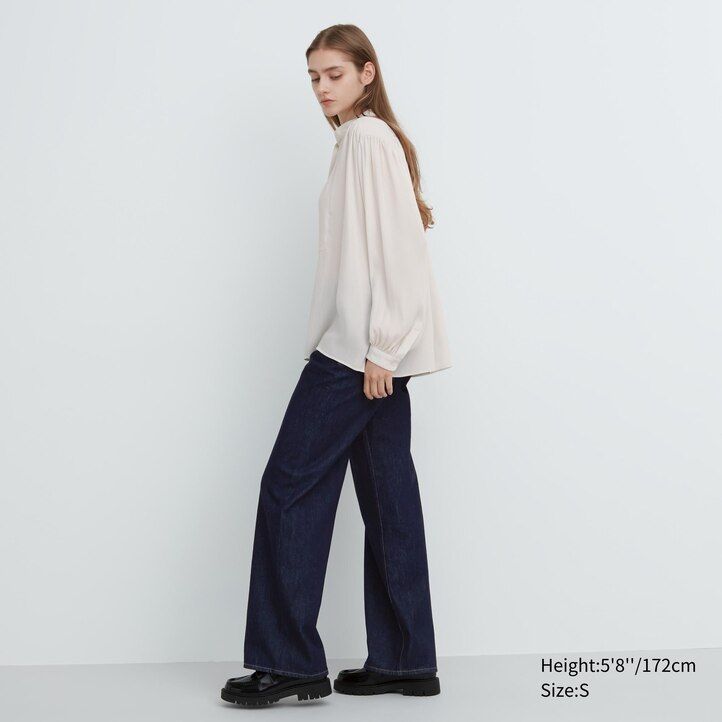 blusa uniqlo volume da donna bianca