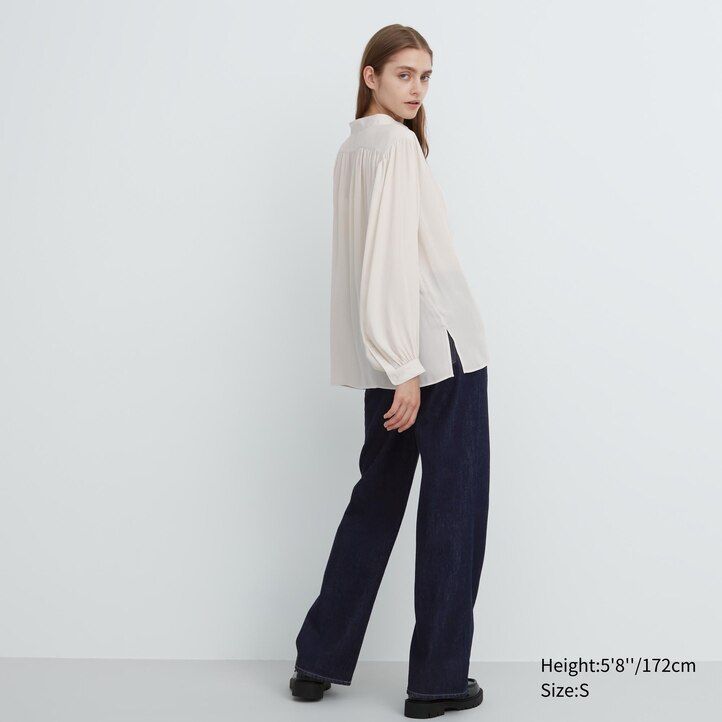 blusa uniqlo volume da donna bianca