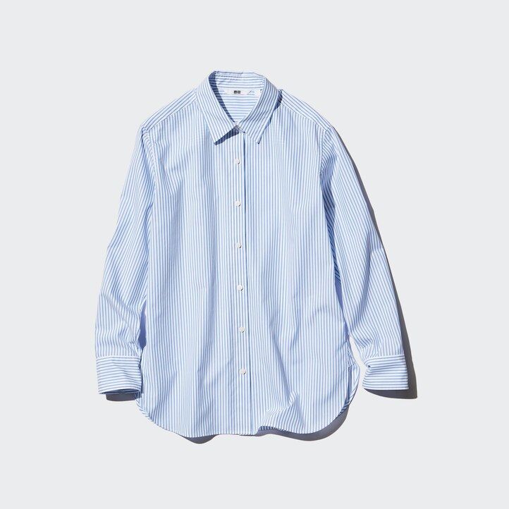 blusa da donna uniqlo in cotone extra fine con maniche a righe verde