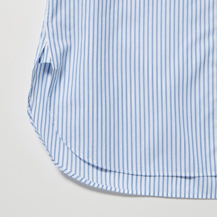 blusa da donna uniqlo in cotone extra fine con maniche a righe verde