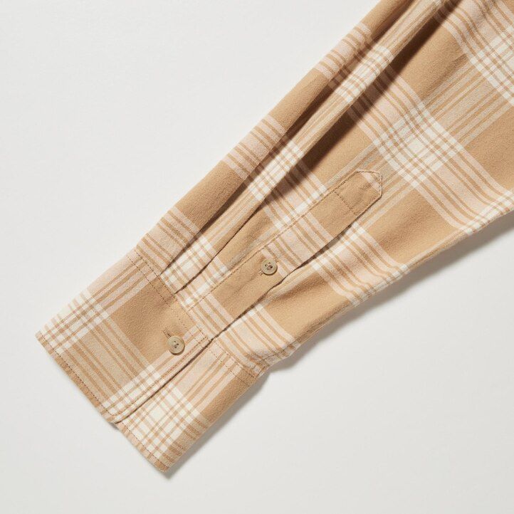 blusa da donna uniqlo flannel checkedline beige