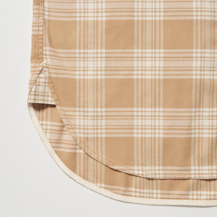 blusa da donna uniqlo flannel checkedline beige