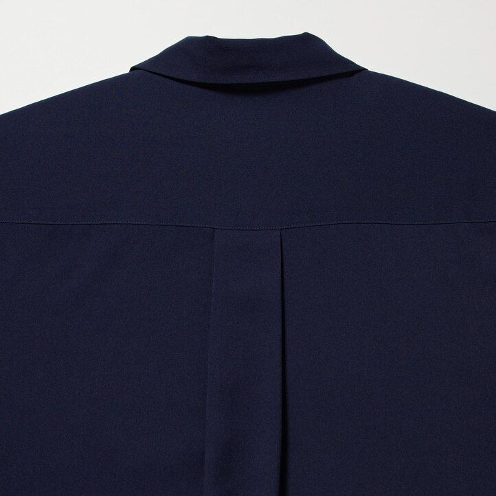 blusa da donna uniqlo in rayon oliva con colletto alla coreana e maniche 34