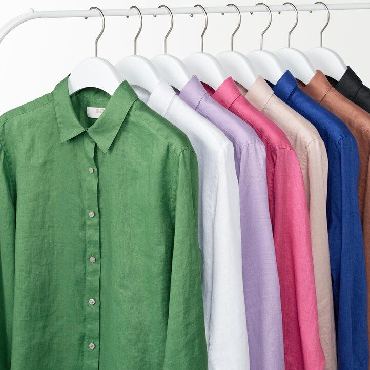 blusa da donna uniqlo in lino premium 100 verde