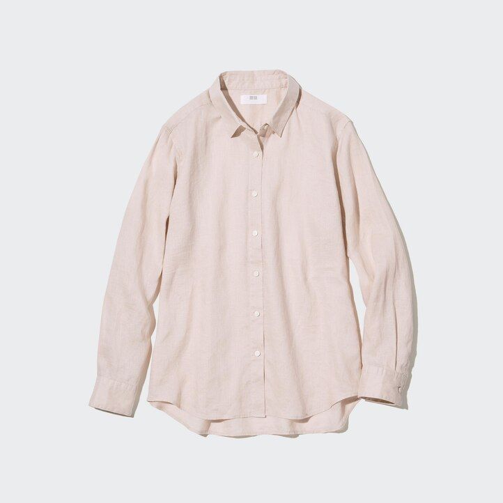blusa da donna uniqlo in lino premium 100 verde
