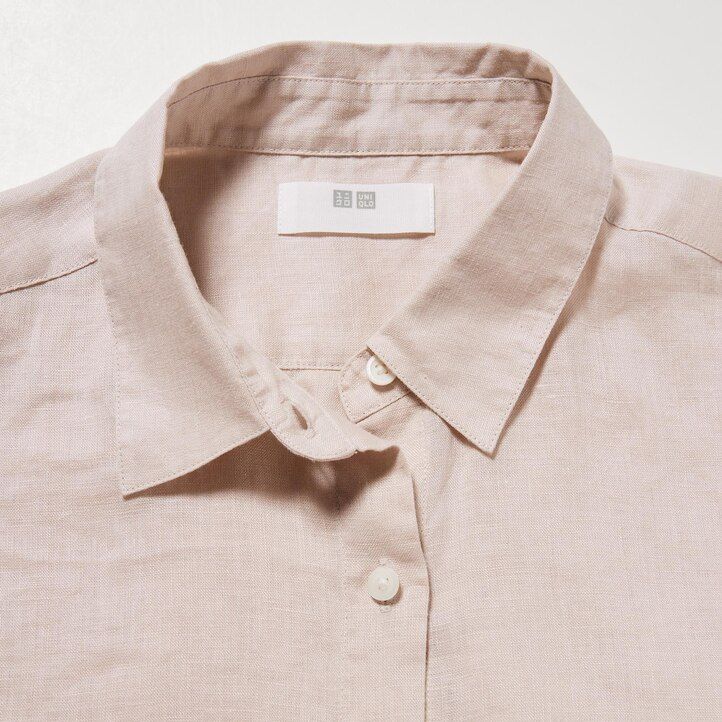 blusa da donna uniqlo in lino premium 100 verde