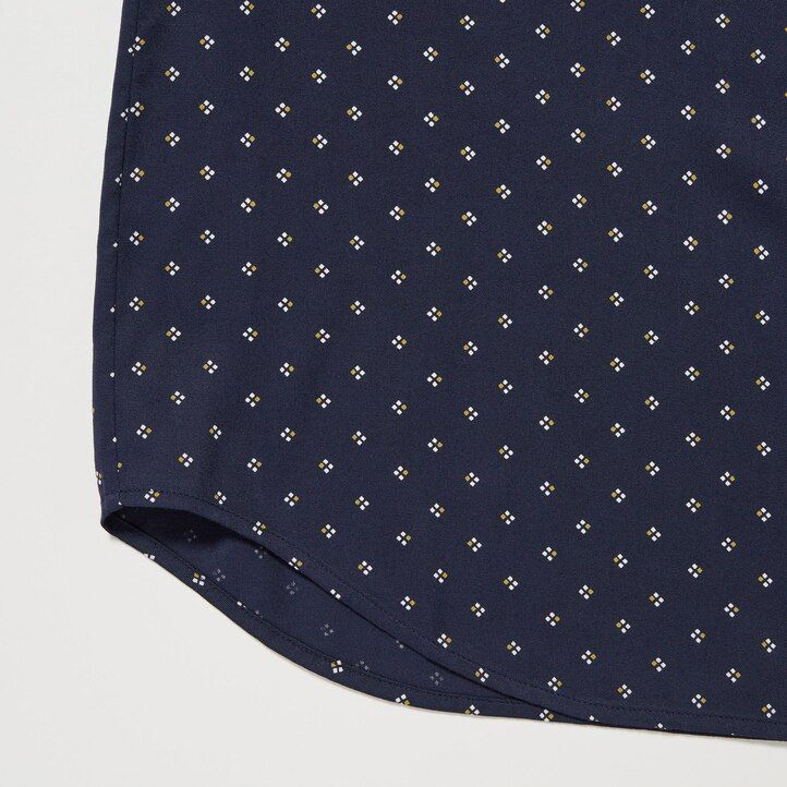 blusa da donna con maniche stampate in rayon uniqlo blu navy