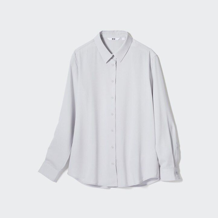 blusa da donna con maniche in rayon uniqlo rosa