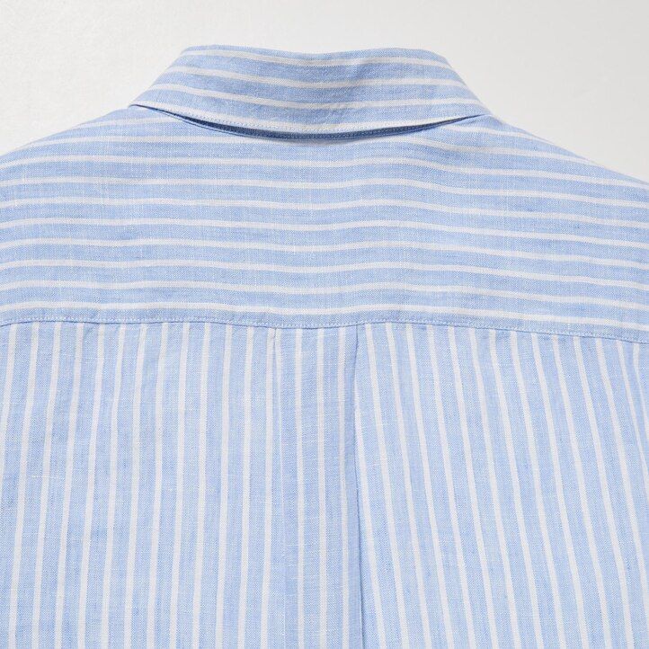 blusa a righe con maniche in lino premium 100 uniqlo da donna blu chiaro