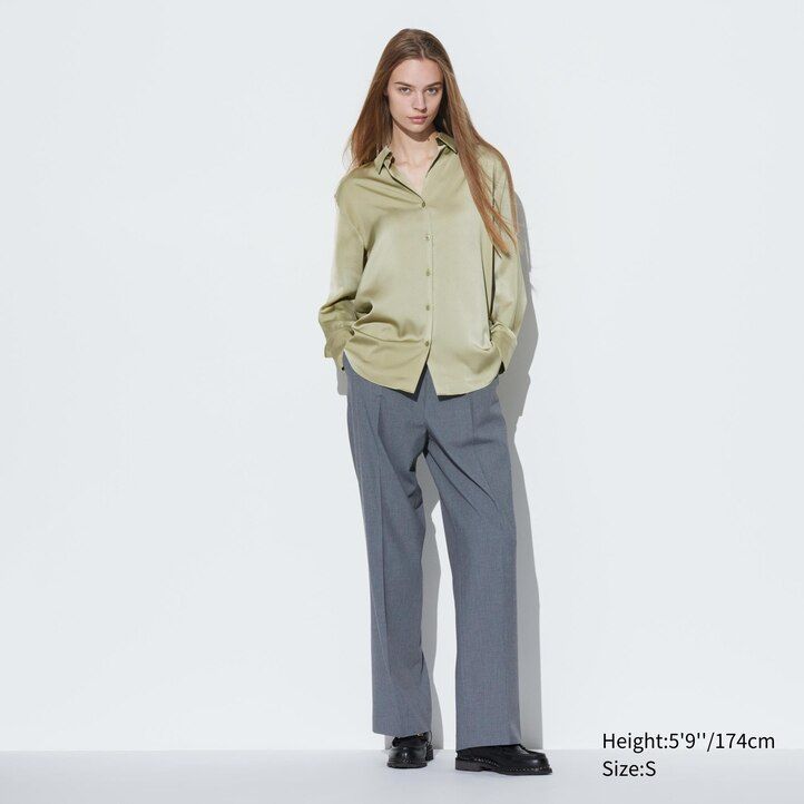 blusa bianca con maniche in raso uniqlo da donna