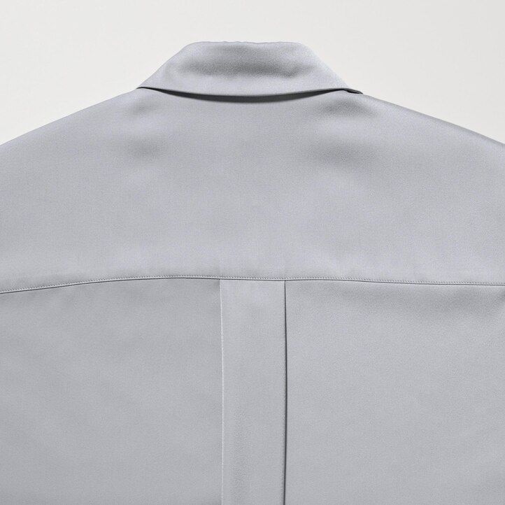 blusa bianca con maniche in raso uniqlo da donna