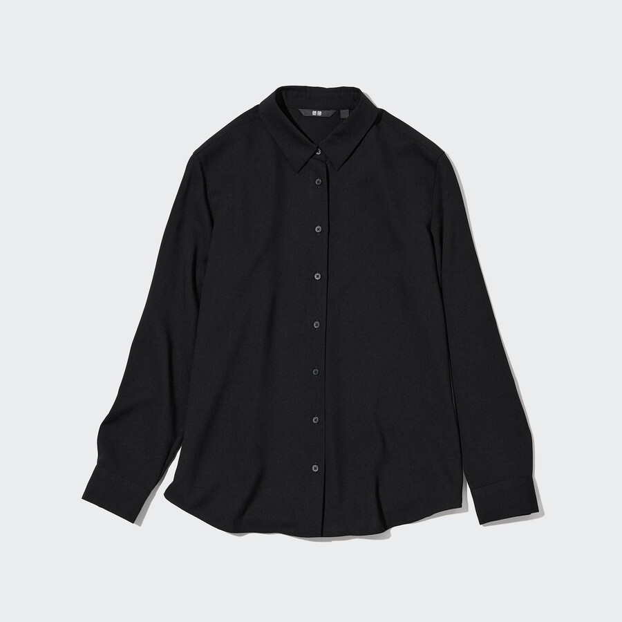 blusa nera con maniche in rayon uniqlo da donna