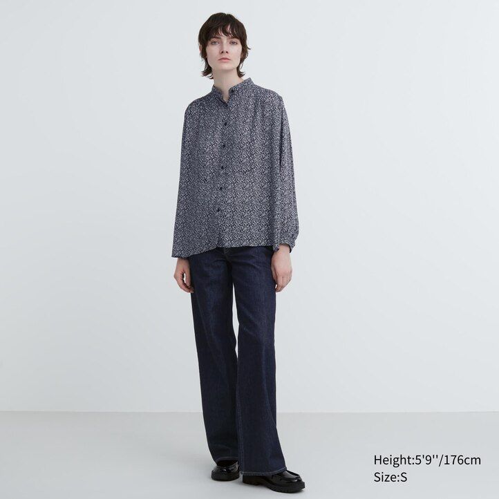 blusa da donna uniqlo stampata blu