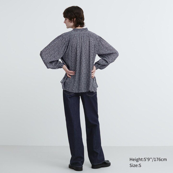 blusa da donna uniqlo stampata blu
