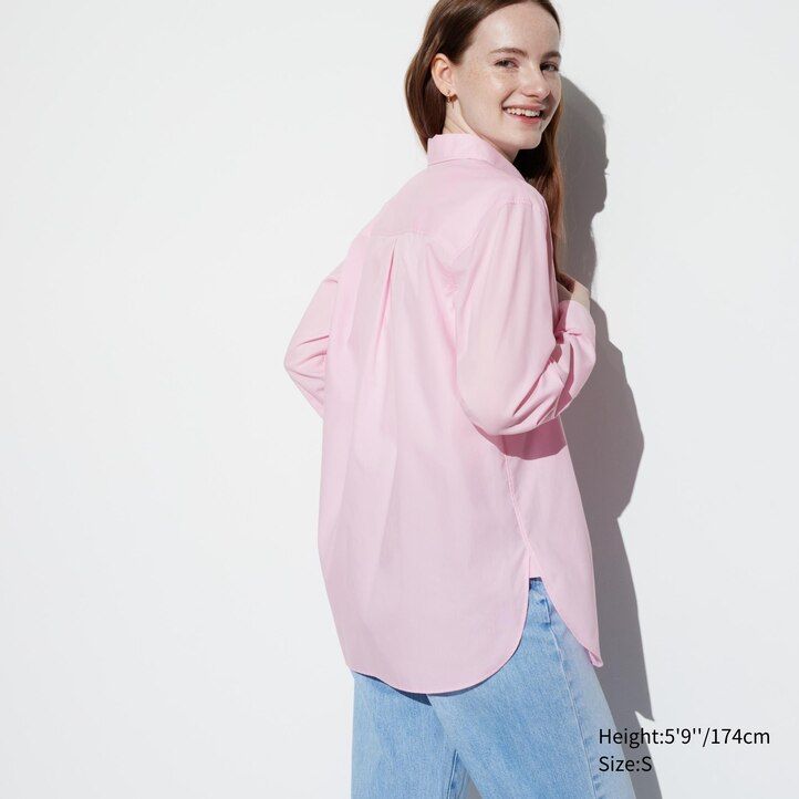 blusa da donna uniqlo in cotone extra fine blu