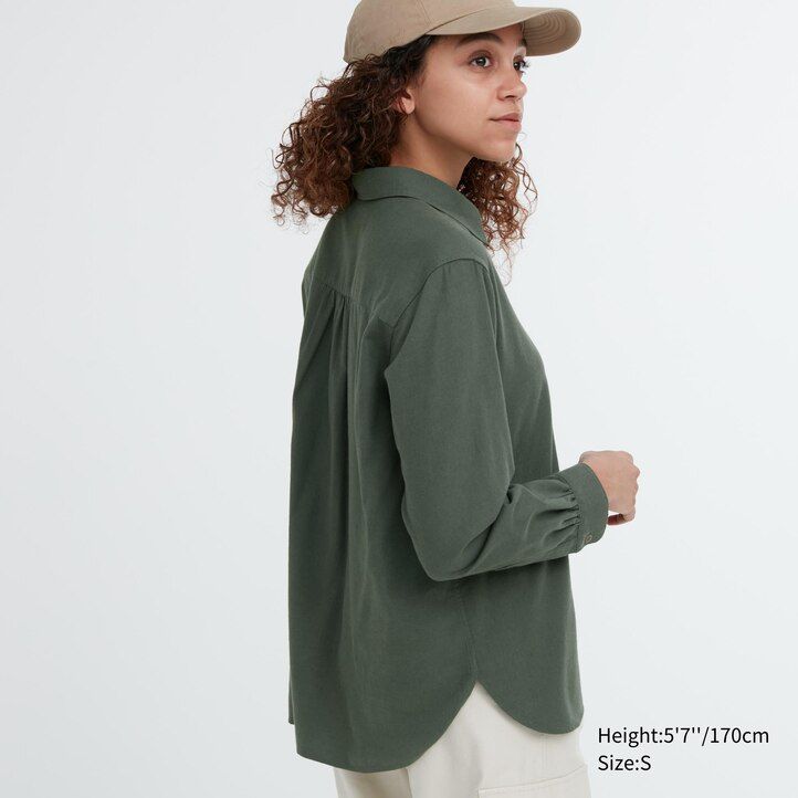 blusa uniqlo soft brushed sleeves da donna rosa