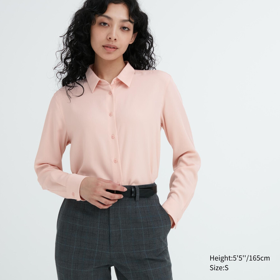 blusa con maniche in rayon uniqlo da donna rosa