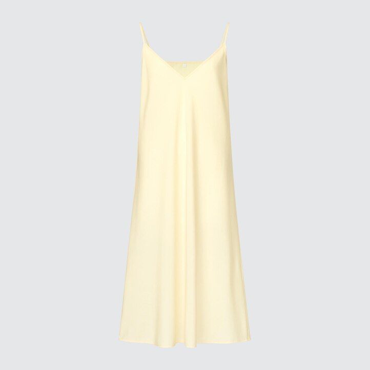 abito da donna uniqlo in chiffon con maniche plissettate giallo