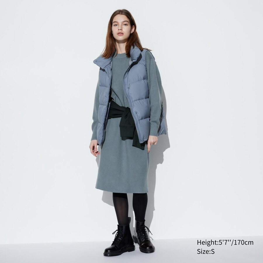 abito da donna uniqlo souffle yarn con maniche lisce verde